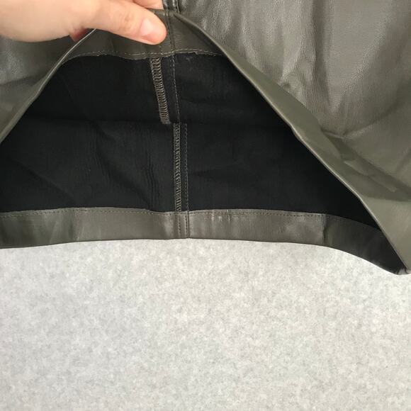 90s Y2K Truth Faux Leather Mini Skirt Green Academia Festival Western Army Olive - Picture 3 of 9